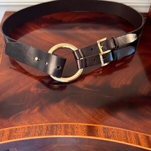 Michael Kors Rich Brown Leather Belt with Polished Hardware size Large